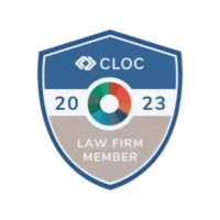 Corporate Legal Operations Consortium (CLOC) 2023 law firm member badge