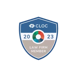 Corporate Legal Operations Consortium (CLOC) 2023 law firm member badge